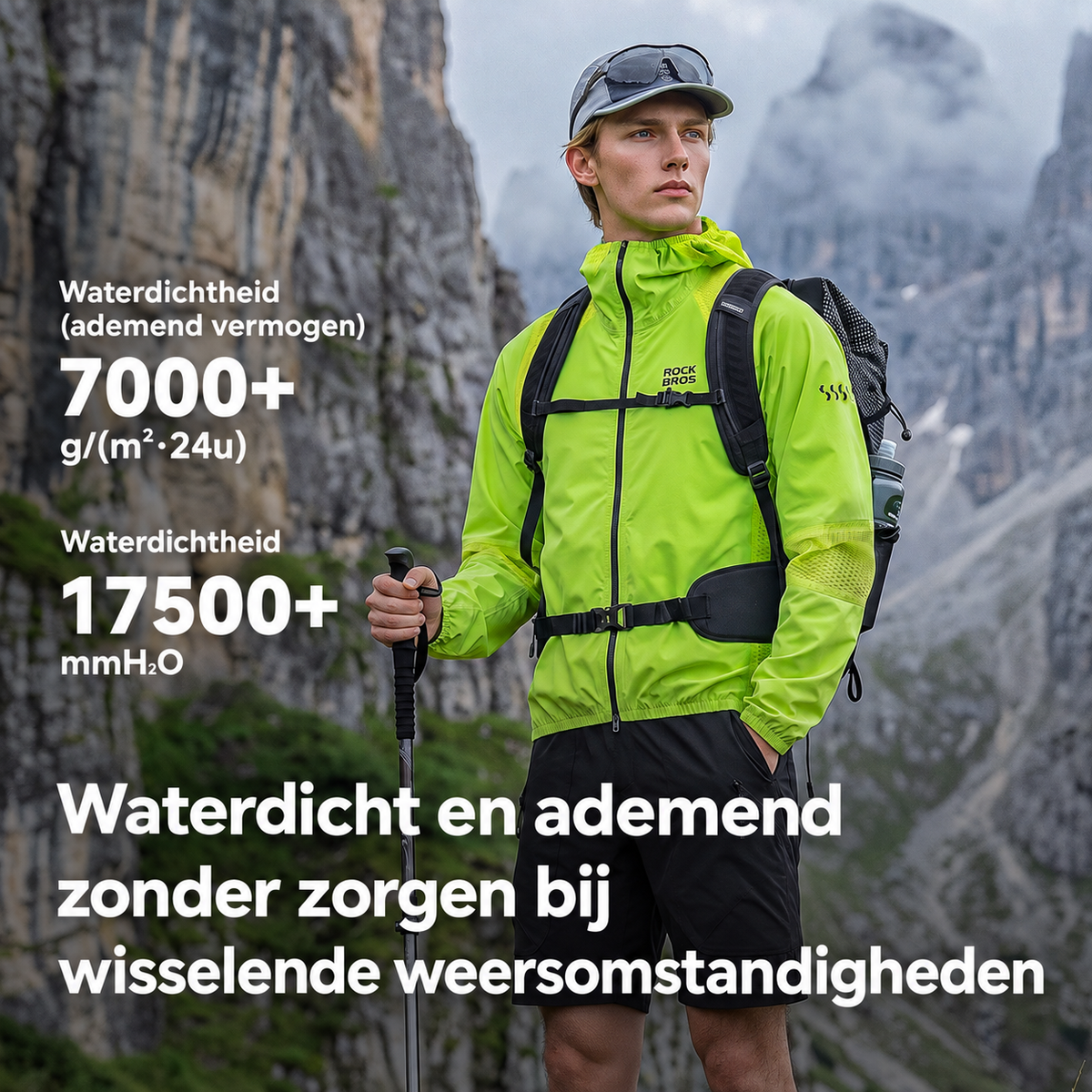 Licht waterdicht fietsjack met ventilatiepanelen - detail 5