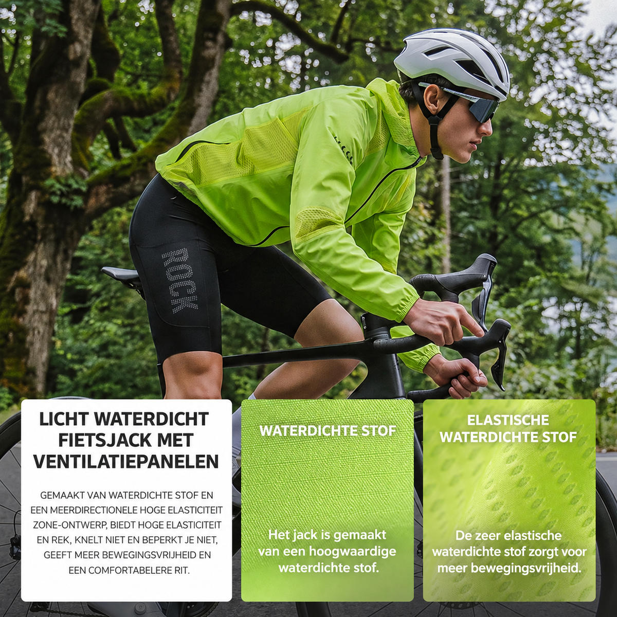 Licht waterdicht fietsjack met ventilatiepanelen - detail 7