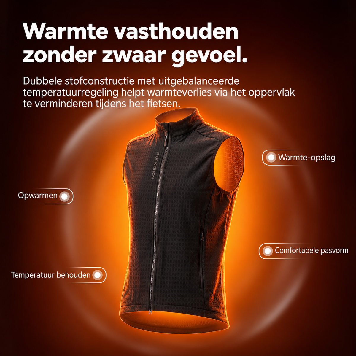 Gevoerd fietsvest MJ014 met fleecevoering - afbeelding 3