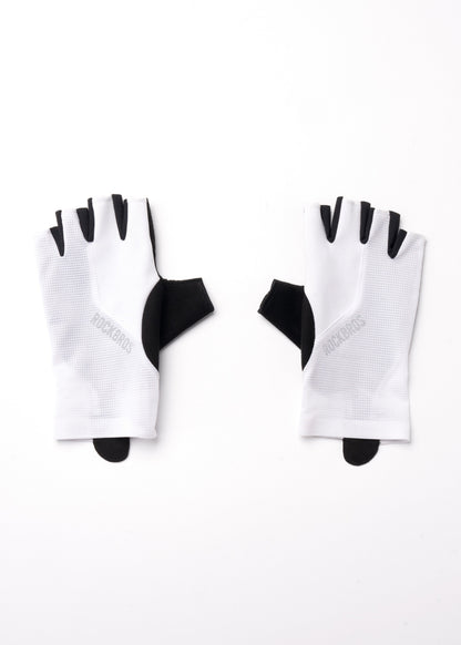 ROCKRBOS Road-to-Sky Cycling Fingerless Gloves #Color_White