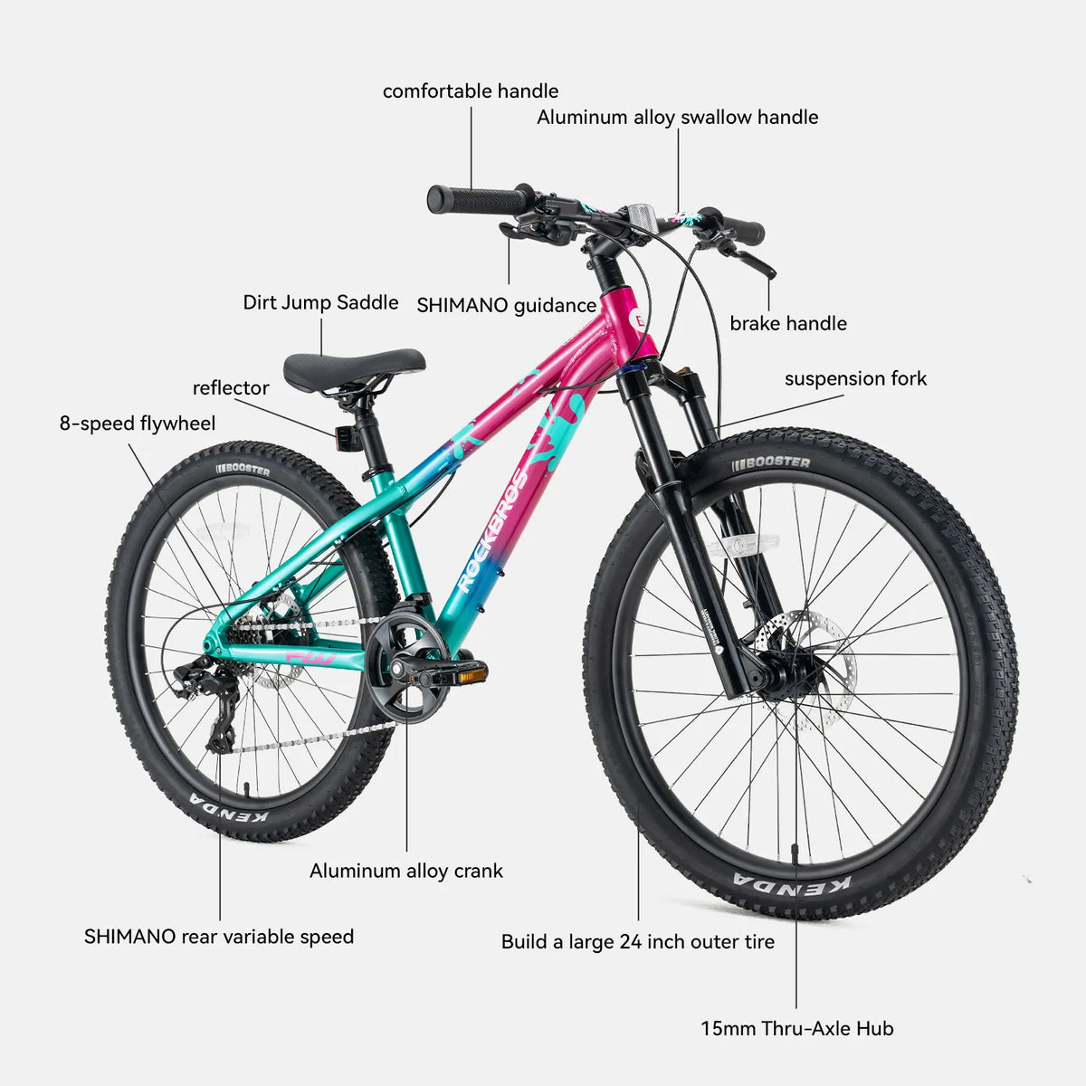 FLY 24-inch mountainbike voor kinderen met Shimano 8-speed