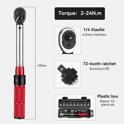 ROCKBROS Adjustable Torque Wrench Set for Bicycle Maintenance 72-tooth 2-24 Nm Torque - ROCKBROS-UK