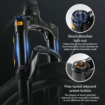 Hydraulic disc brake system on ROCKBROS MT200 mountain bike.
