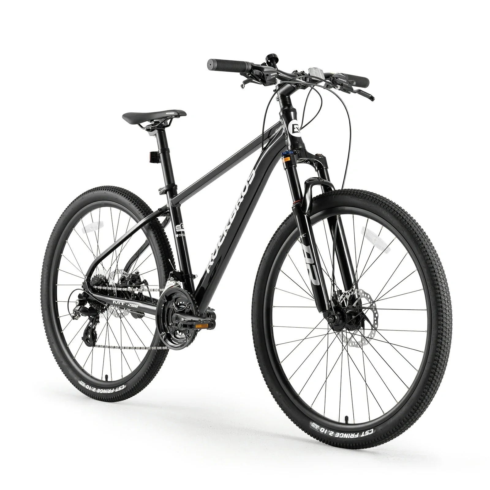 Hydraulic disc brake system on ROCKBROS MT200 mountain bike.
#color_black
