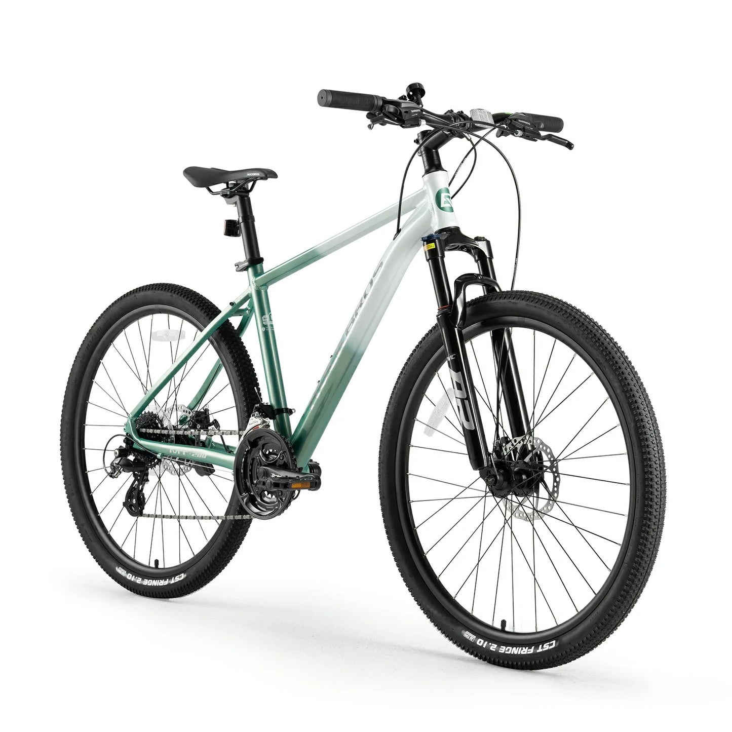 Hydraulic disc brake system on ROCKBROS MT200 mountain bike.
#color_light green