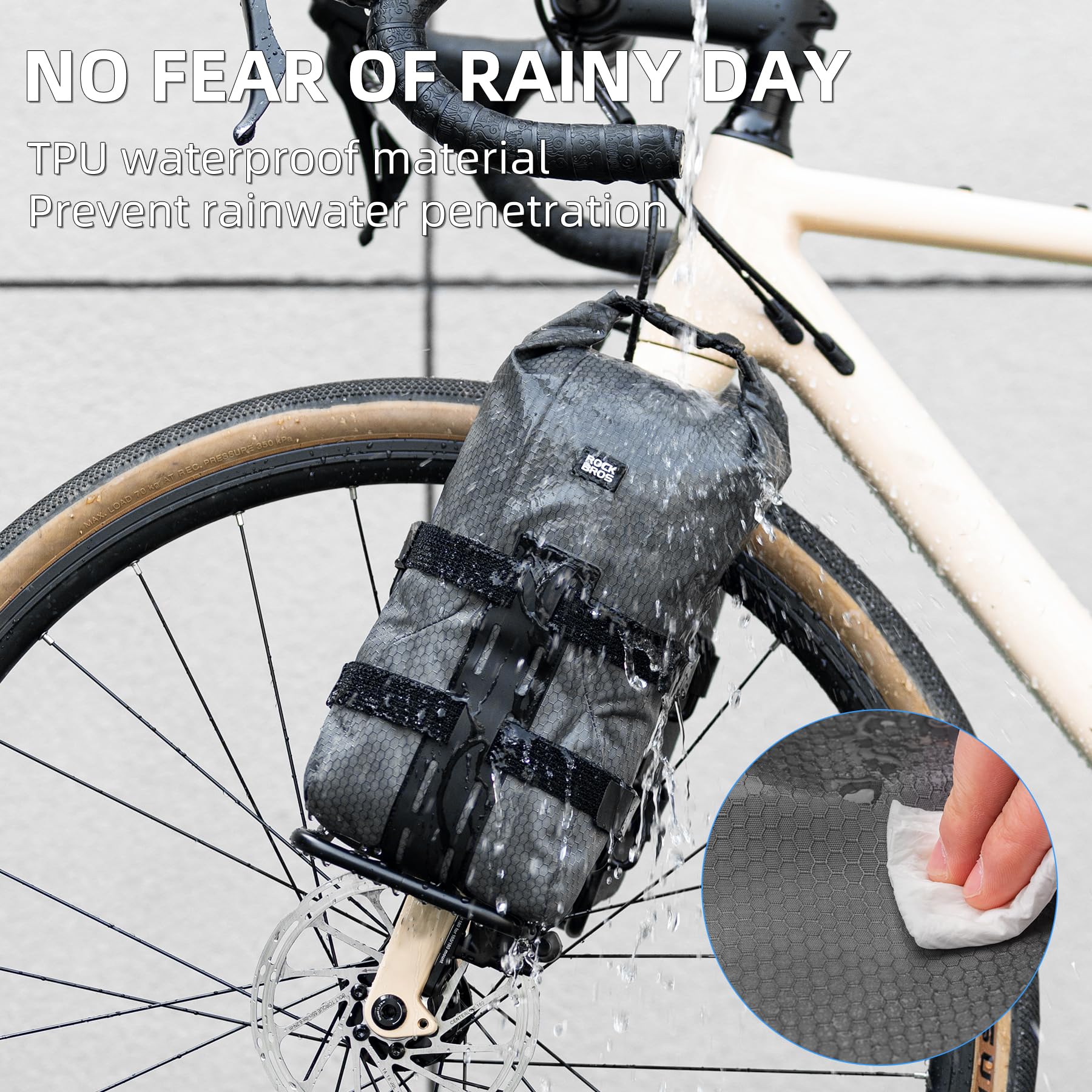 ROCKBROS Bike Waterproof 4L Front Fork Bag with Bike Rack - ROCKBROS