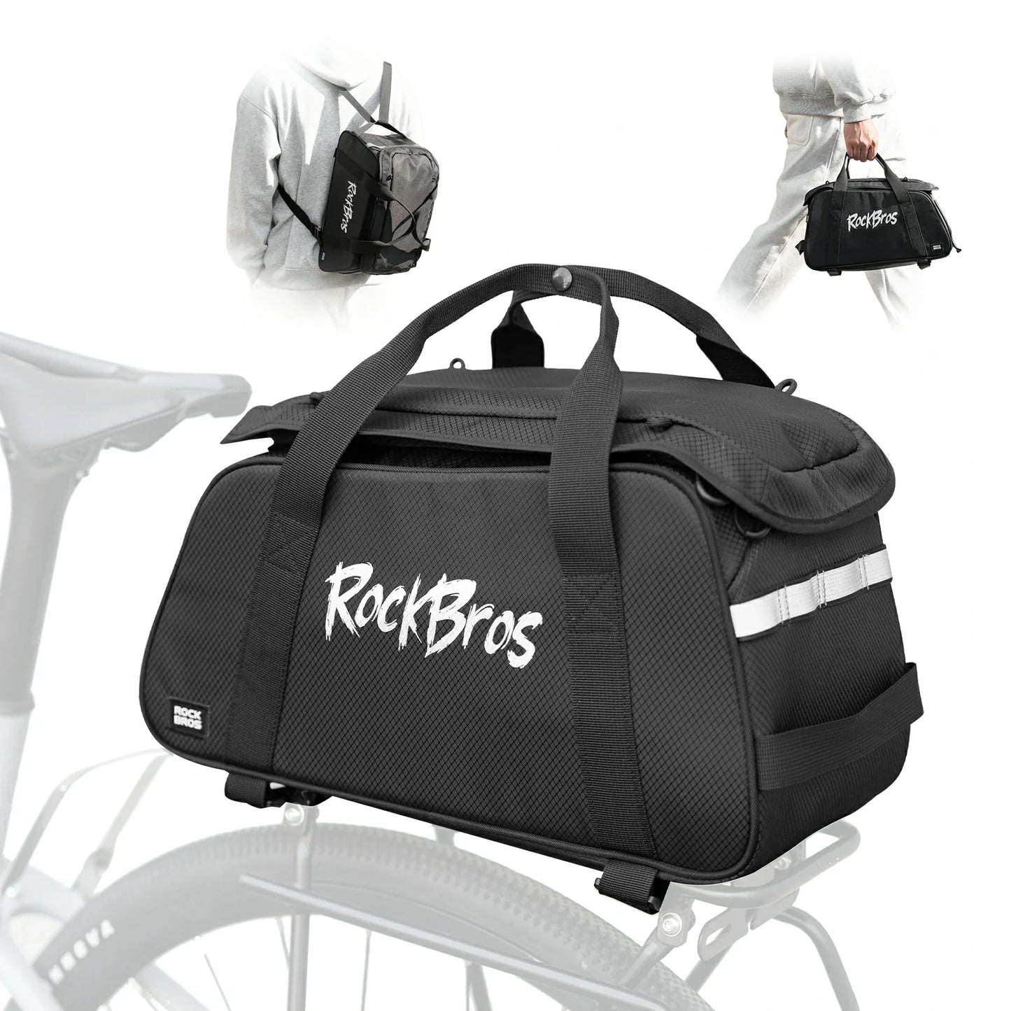 ROCKBROS 3-in-1 bike pannier bag rear rack bag backpack 10.5L