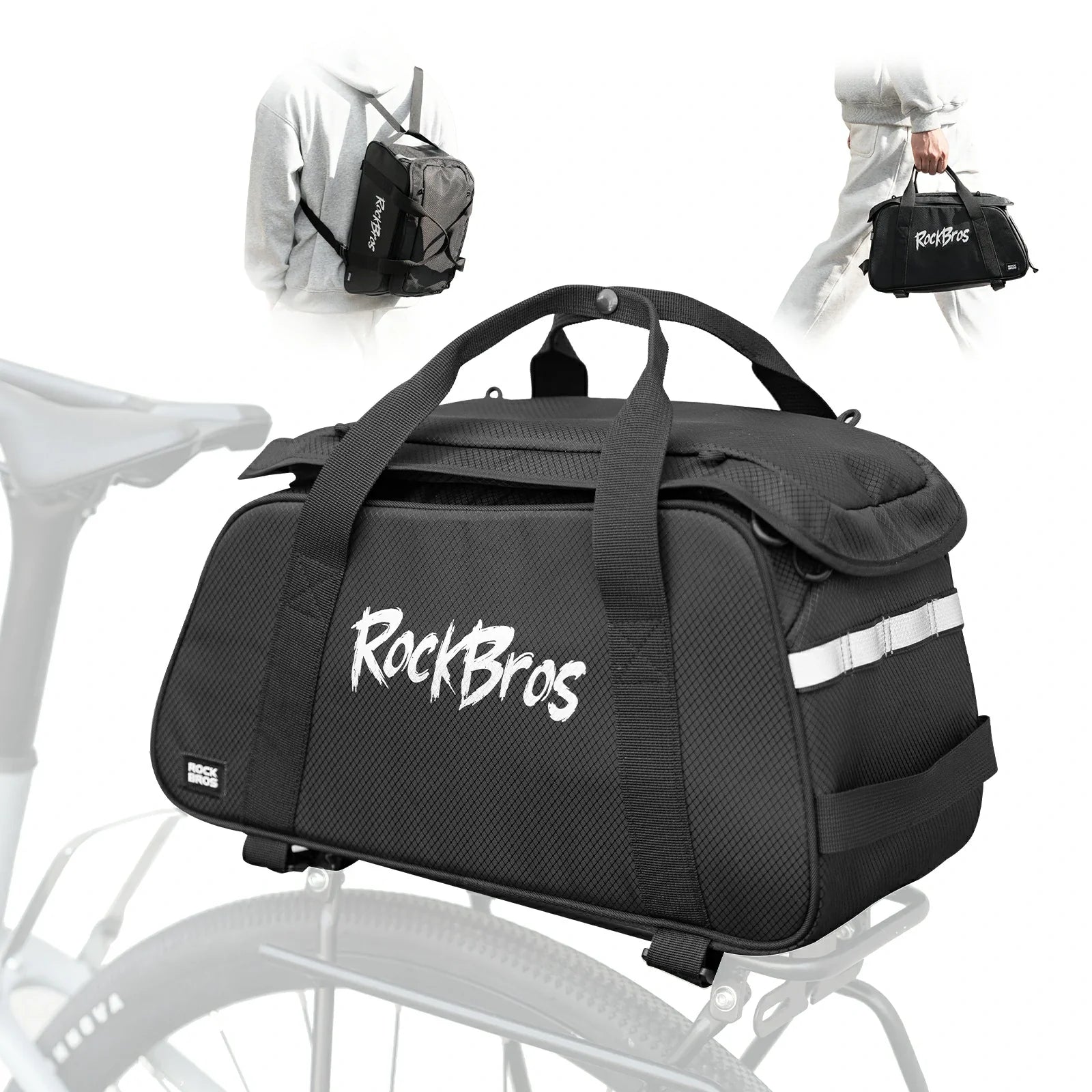 ROCKBROS 3-in-1 bike pannier bag rear rack bag backpack 10.5L