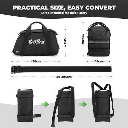 ROCKBROS 3-in-1 bike pannier bag rear rack bag backpack 10.5L