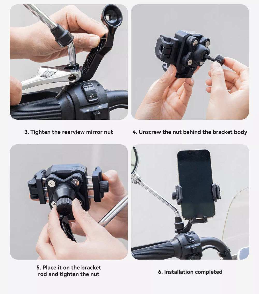 360° schokabsorberende telefoonhouder voor fiets en motor