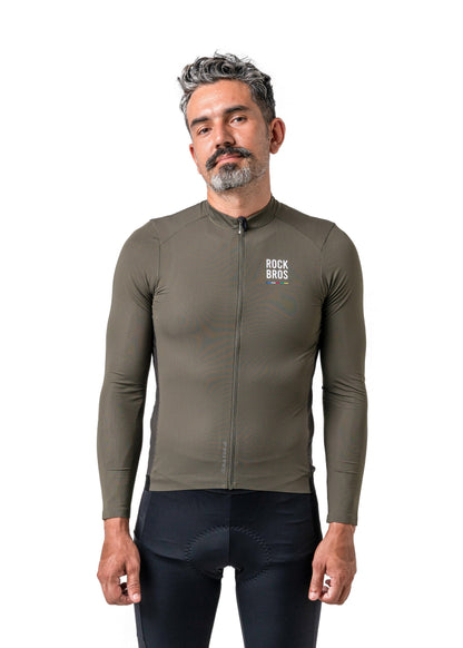 ROCKBROS Road-to-Sky Men's Cycling Long-Sleeved Jersey #Color_Army Green