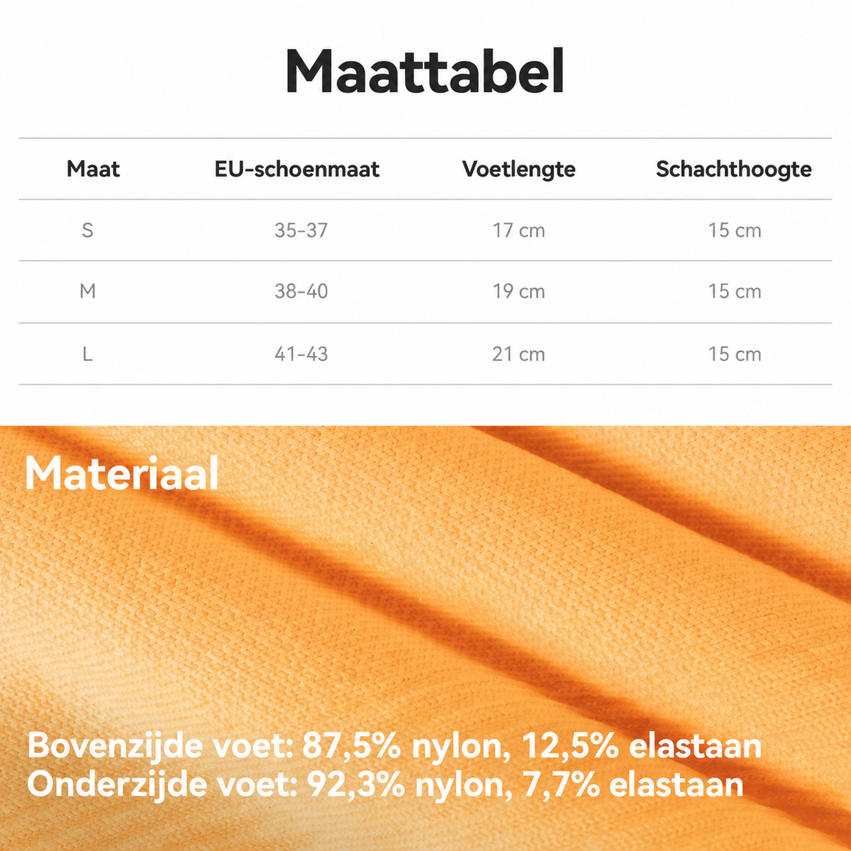 Maattabel en materiaal van ROCKBROS compressiesokken