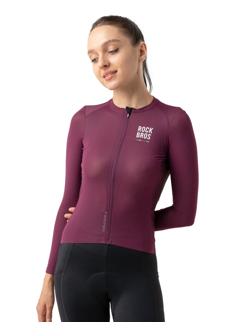 ROCKBROS dames lange mouw fietsshirt road-to-sky#Donkerpaars