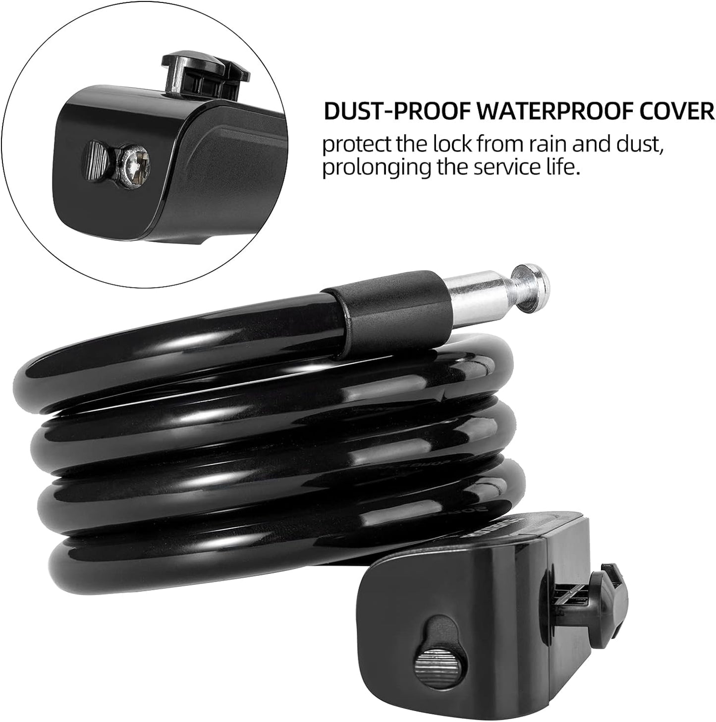 ROCKBROS 4ft Bike Cable Lock - Secure, Lightweight with Mounting Bracket#Color_Black