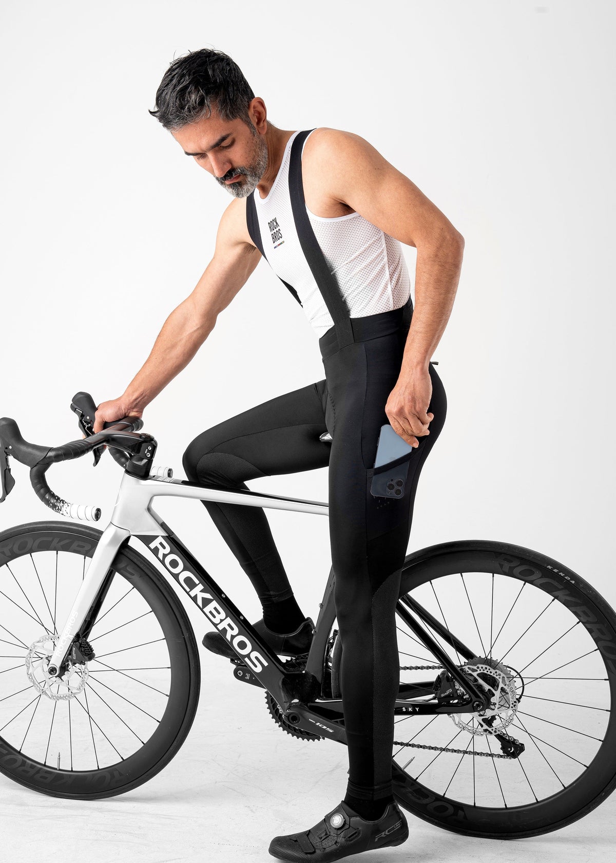 Road-to-Sky heren lange fietsbroek met bretels