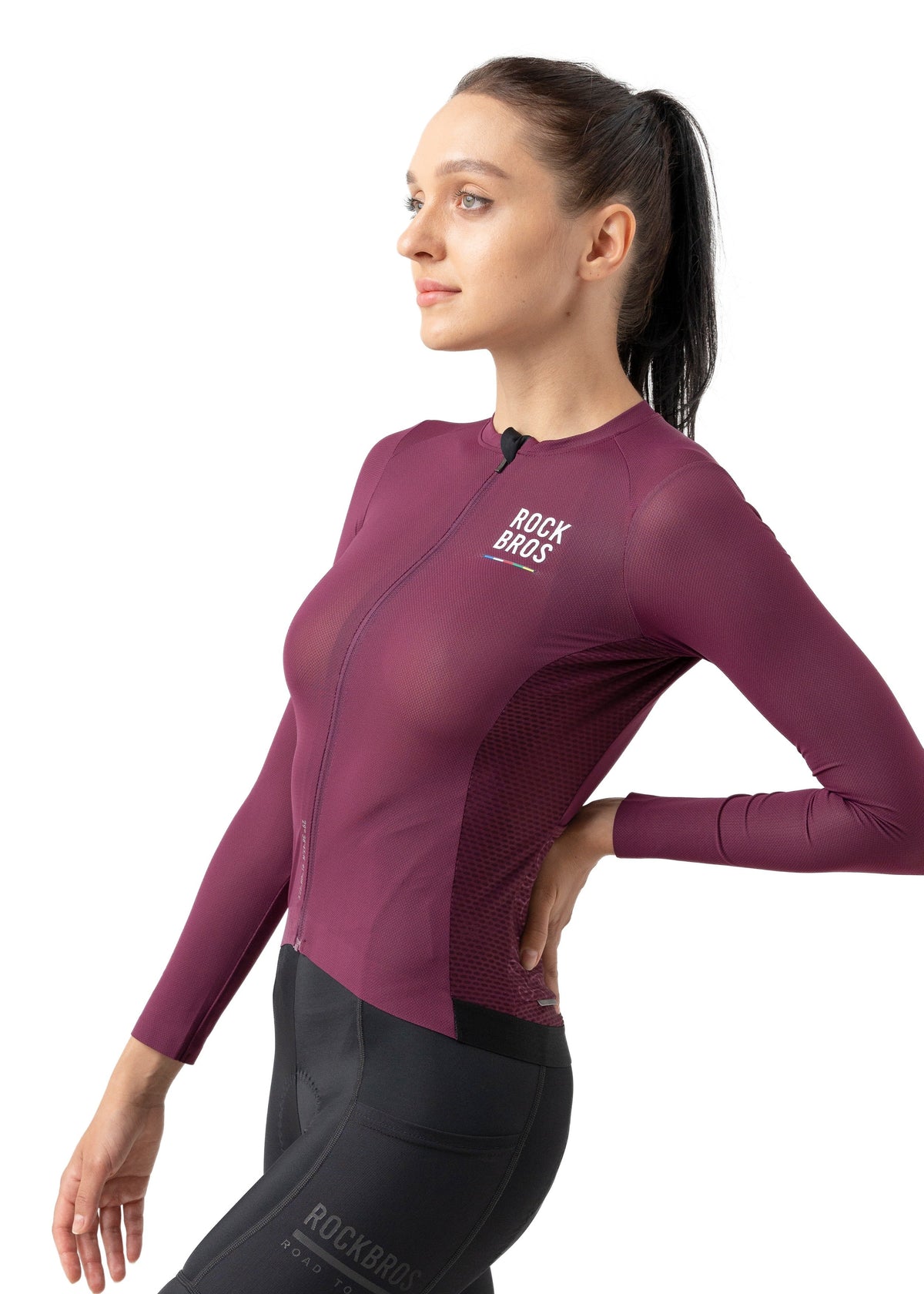 ROCKBROS dames lange mouw fietsshirt road-to-sky#Donkerpaars