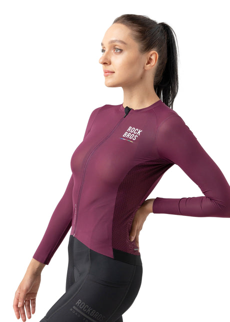ROCKBROS dames lange mouw fietsshirt road-to-sky#Donkerpaars