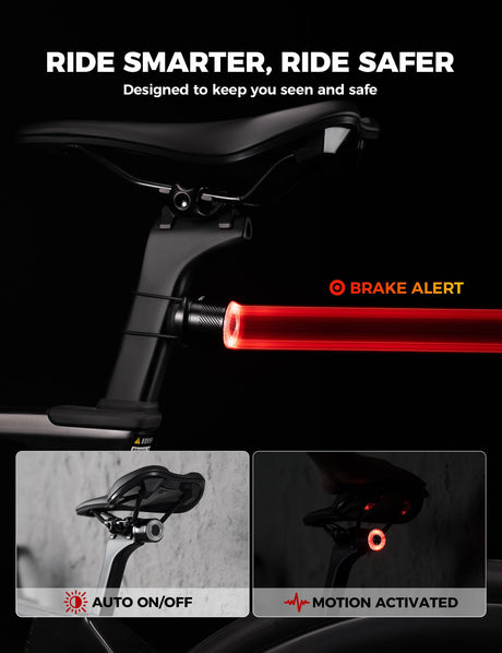 Slim fietsachterlicht met remsensor