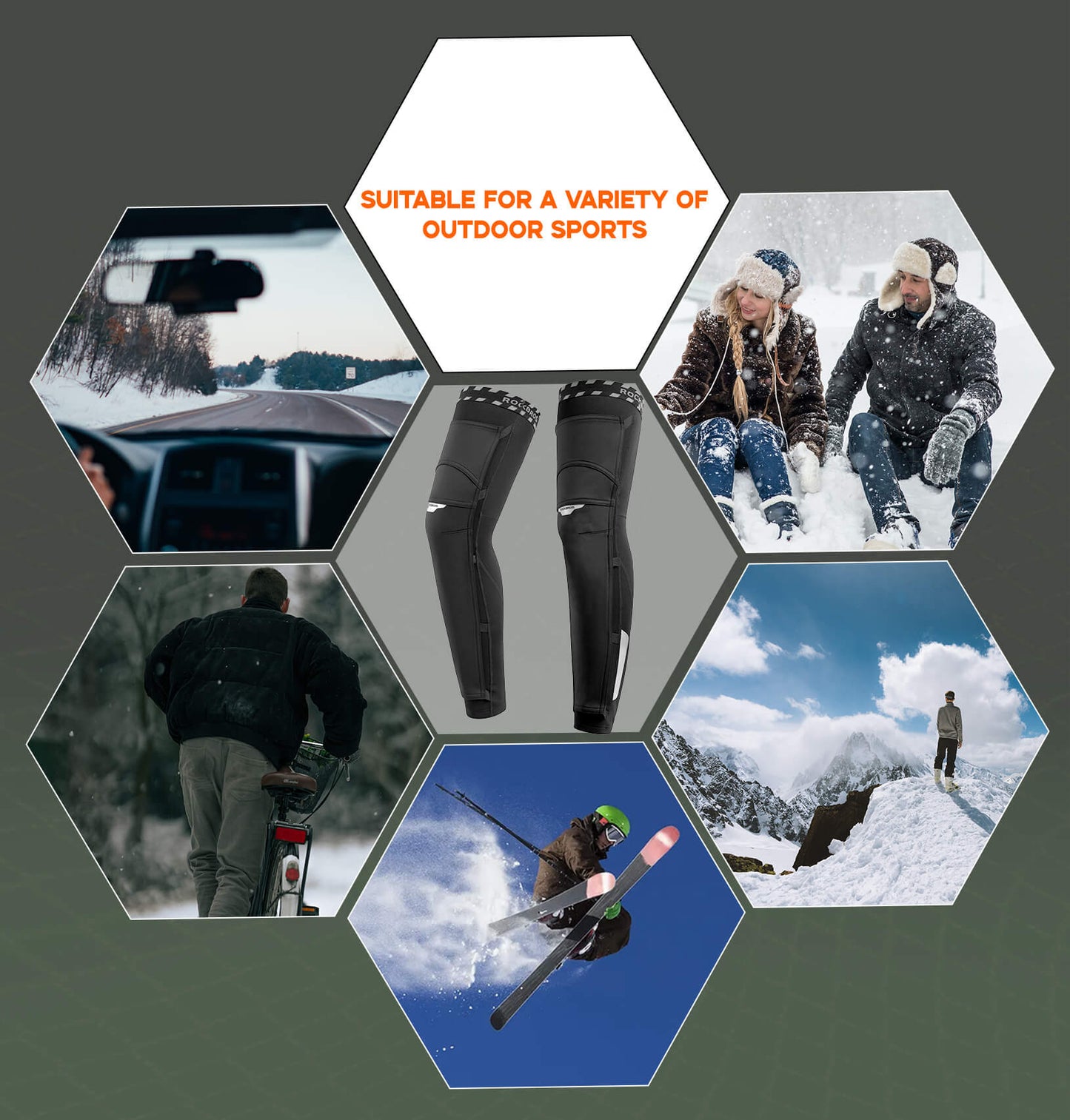 ROCKBROS Windproof Knee Warmers with Anti-Slip Protection for Cycling Leg - ROCKBROS-UK