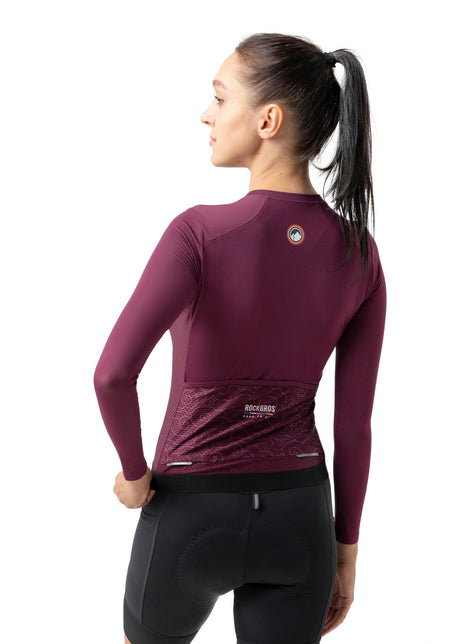 ROCKBROS dames lange mouw fietsshirt road-to-sky#Donkerpaars