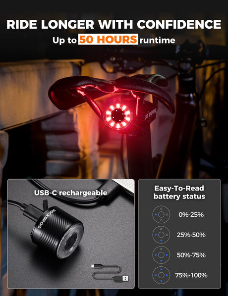 Slim fietsachterlicht met remsensor