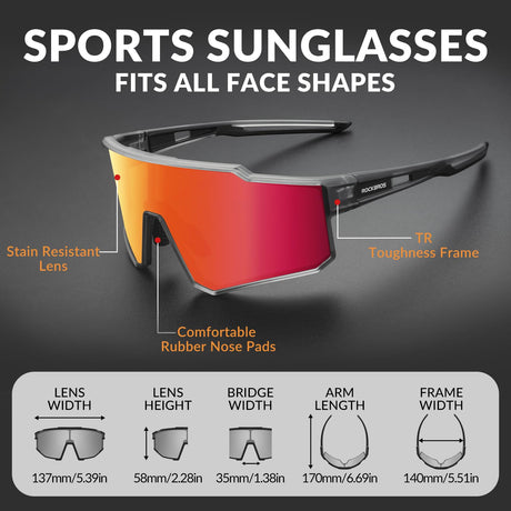 ROCKBROS sportzonnebril uv400 met tr90 frame#stijl_grijze gepolariseerde lens
