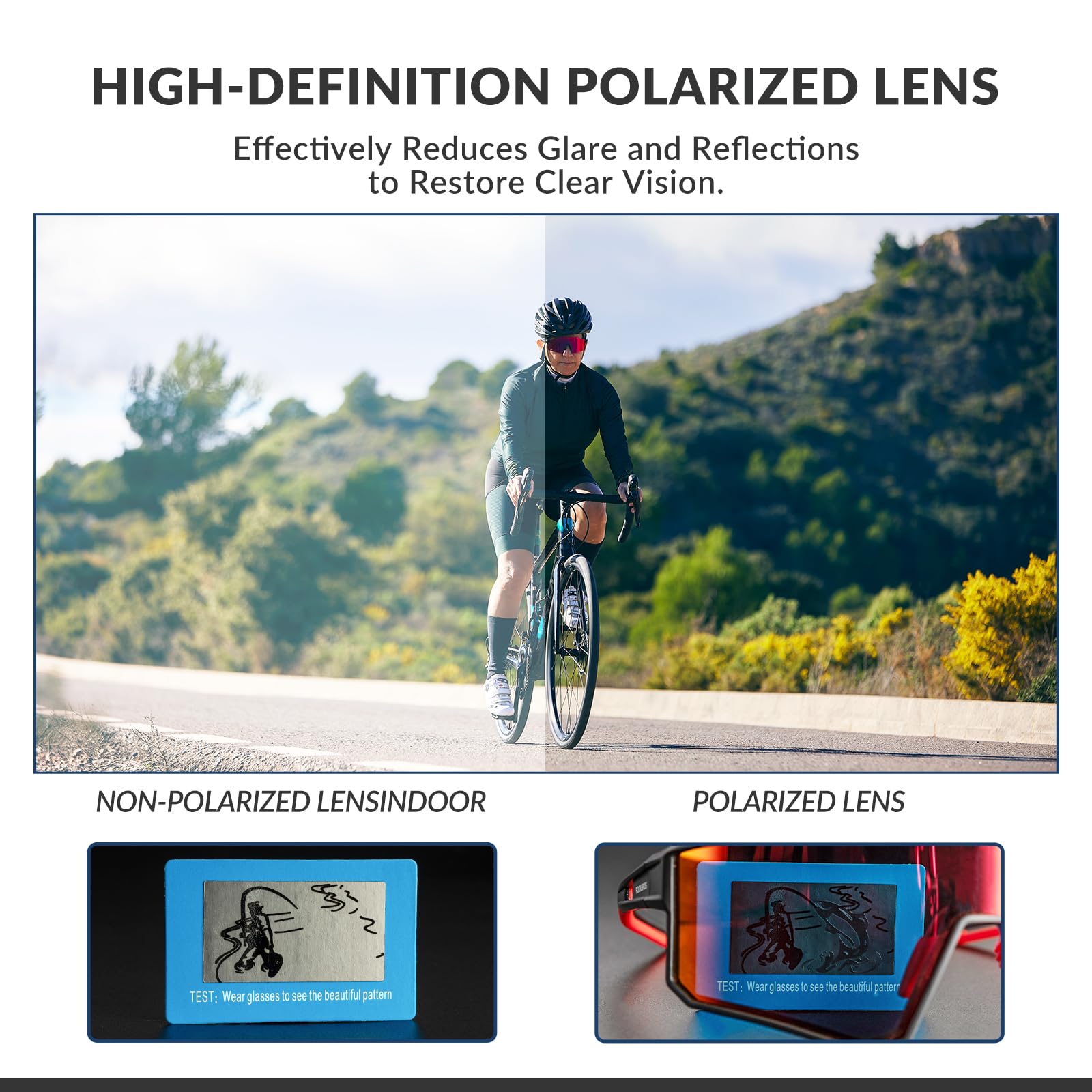 ROCKBROS Sports Sunglasses UV400 Protection Cycling Glasses with TR90 Frame #Style_Gray Polarized Lense