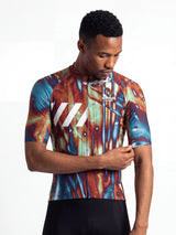 ROCKBROS heren fietsshirt Ink Burst ademend wielershirt Rust Vein
