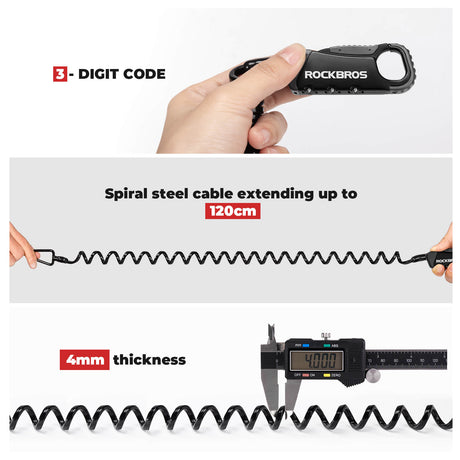 Lichtgewicht fietsslot voor helm 120 cm