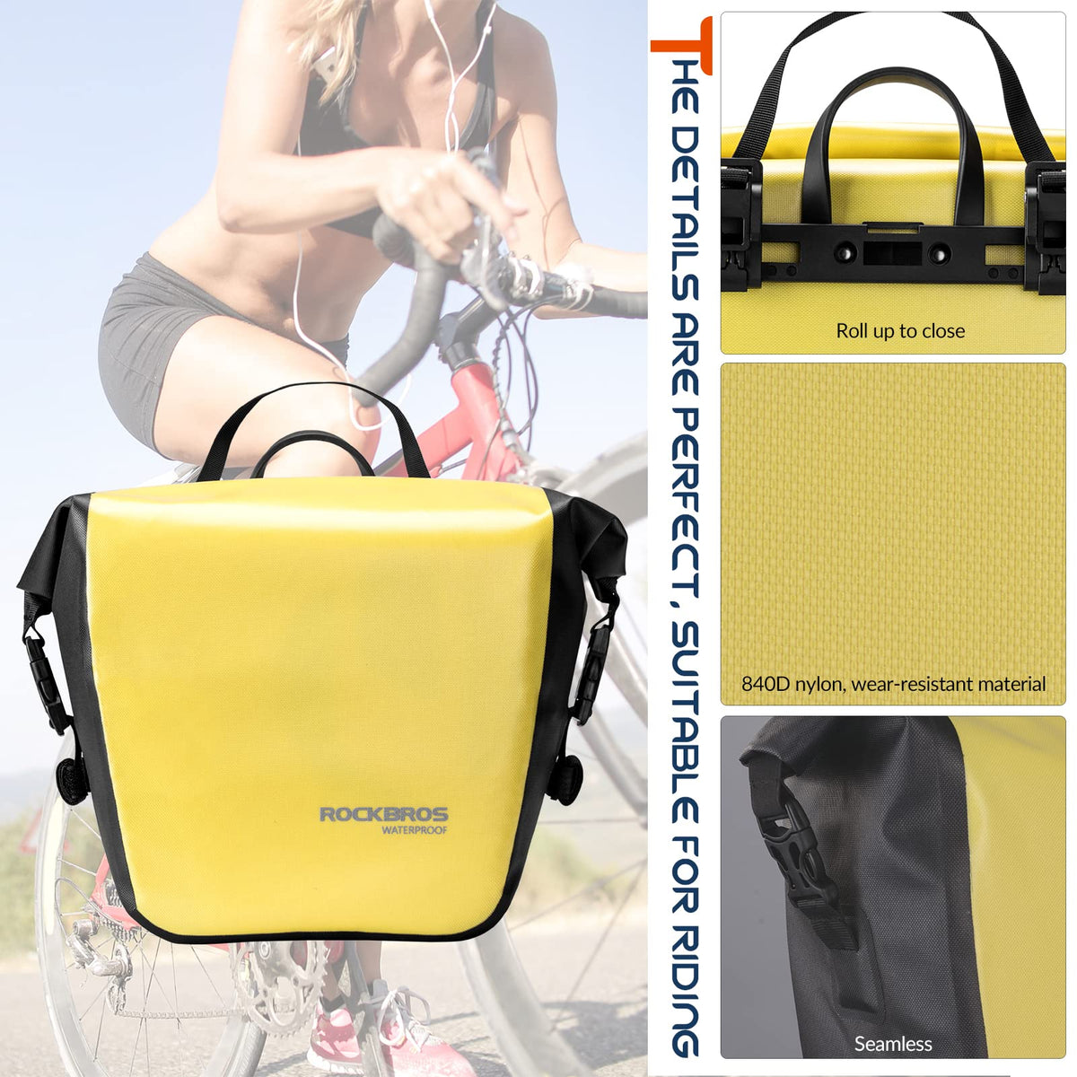 ROCKBROS 100% waterproof fietsdragertas 10-12l voor alle weersomstandigheden