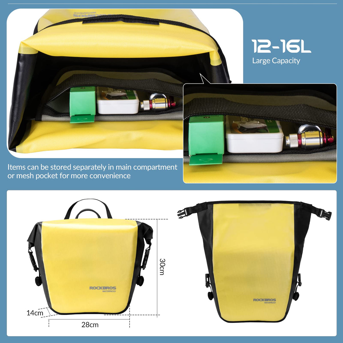 ROCKBROS 100% waterproof fietsdragertas 10-12l voor alle weersomstandigheden