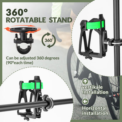 ROCKBROS 360° Rotation Bicycle Water Bottle Cage Lightweight & Strong #Color_Black Green