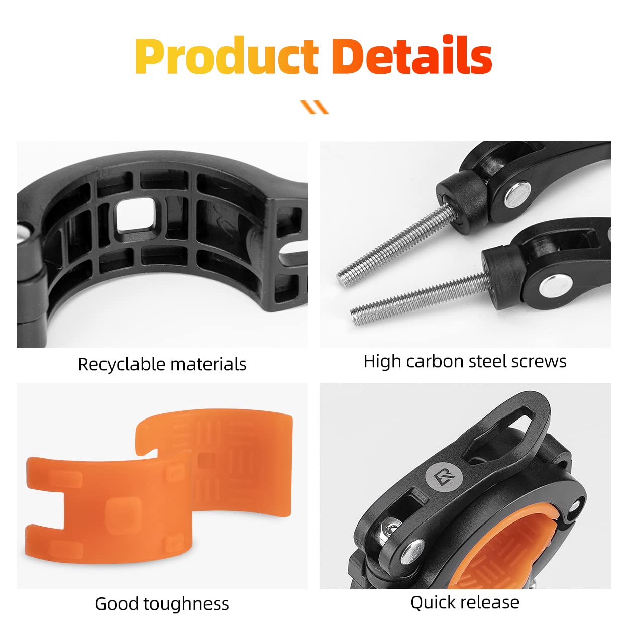 ROCKBROS 360° Rotatable Bike Flashlight Mount for Handlebar Diameter 20-35mm