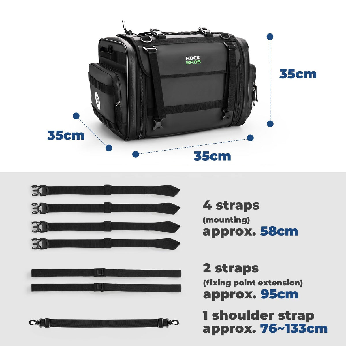 Motortas 43–50 L met regenhoes