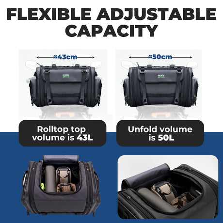 Motortas 43–50 L met regenhoes