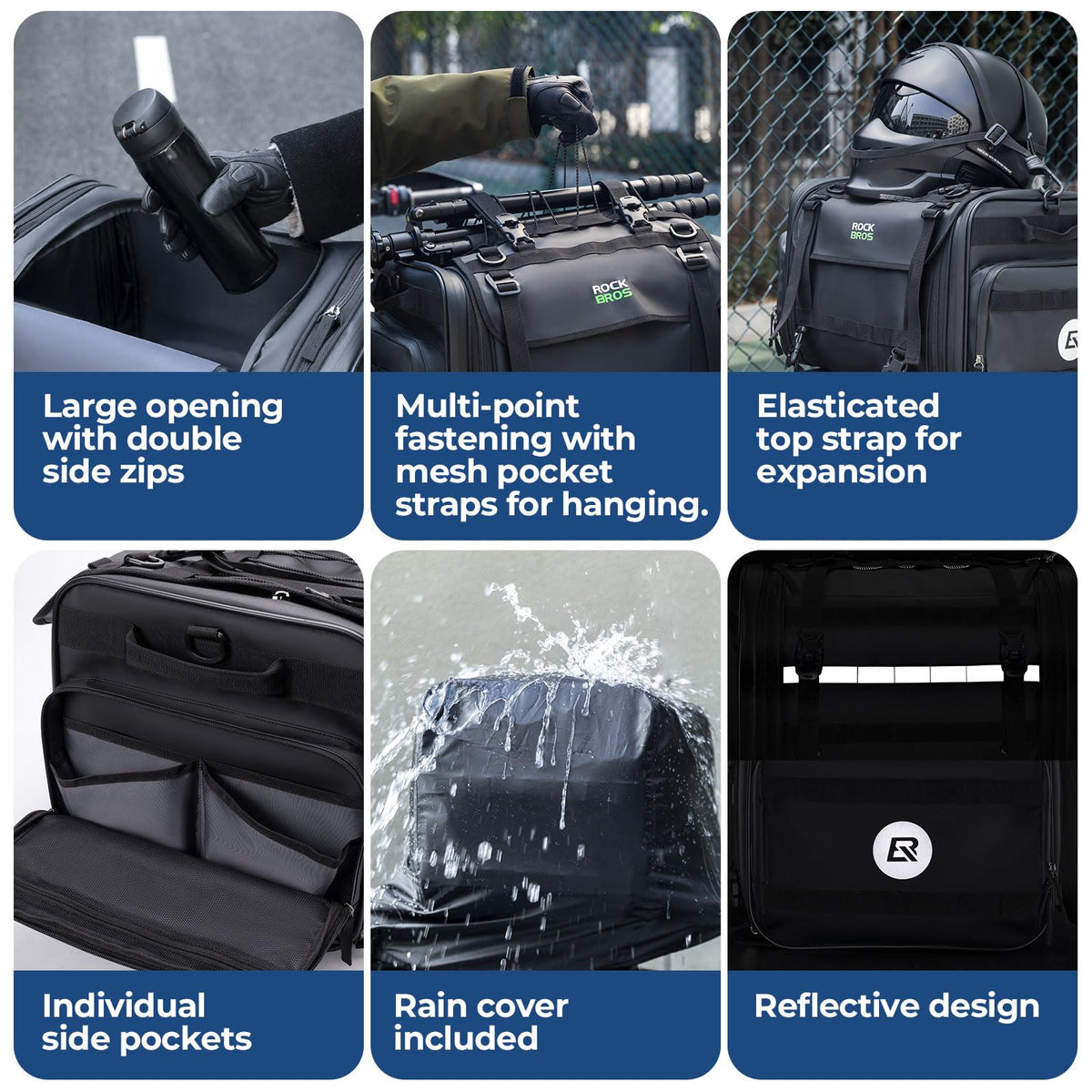 Motortas 43–50 L met regenhoes
