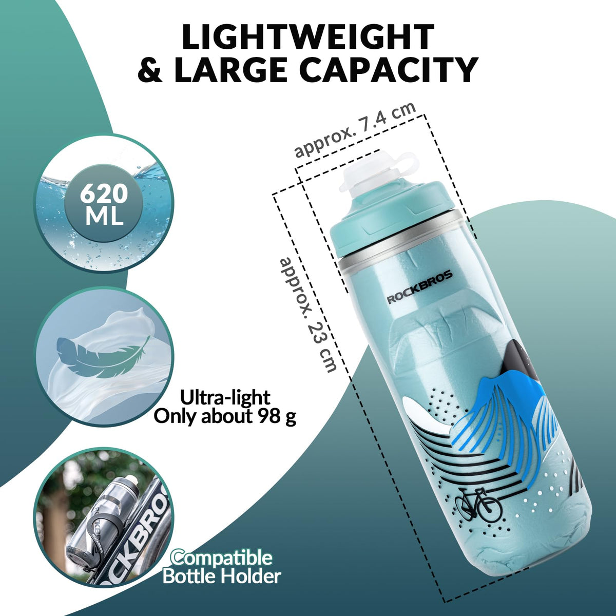 Geïsoleerde lekvrije fiets bidon 620 ml