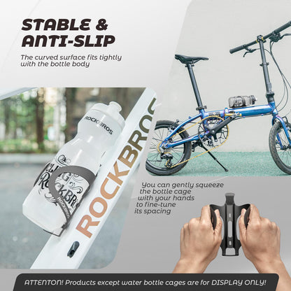 ROCKBROS Aluminum Alloy Lightweight Drinking Bottle Cage for MTB Road Bike #Color_Black