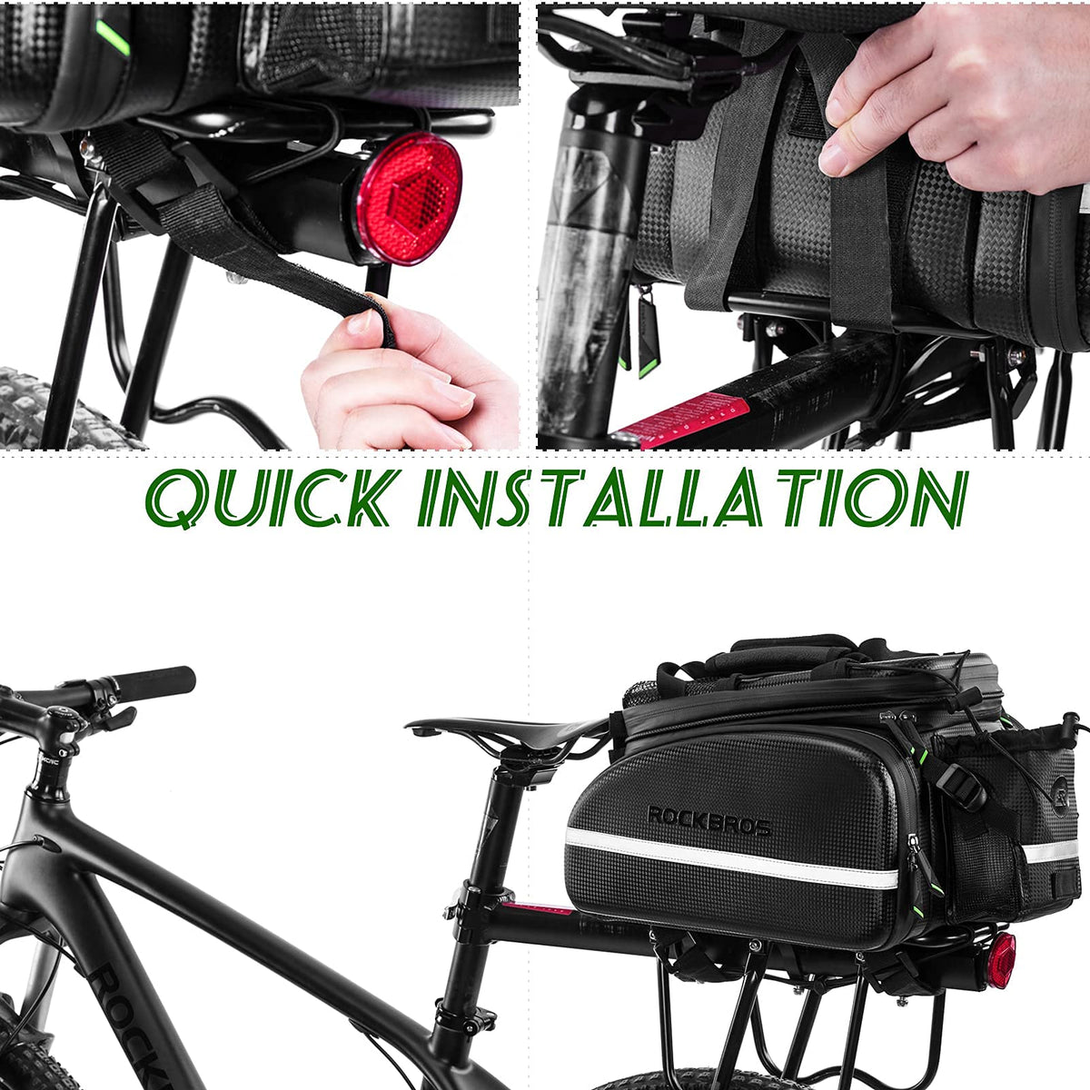 ROCKBROS waterproof fietsdragertas 35l met carbon-look grote capaciteit