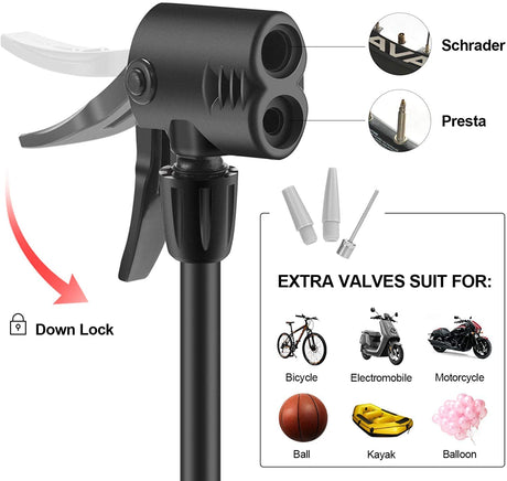 ROCKBROS draagbare mini voetpomp voor fiets met drukmeter
