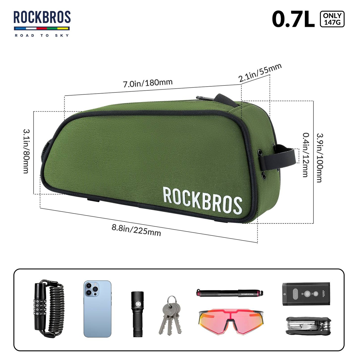 ROCKBROS road-to-sky reflecterende bovenbuistas voor fiets 0,7 l