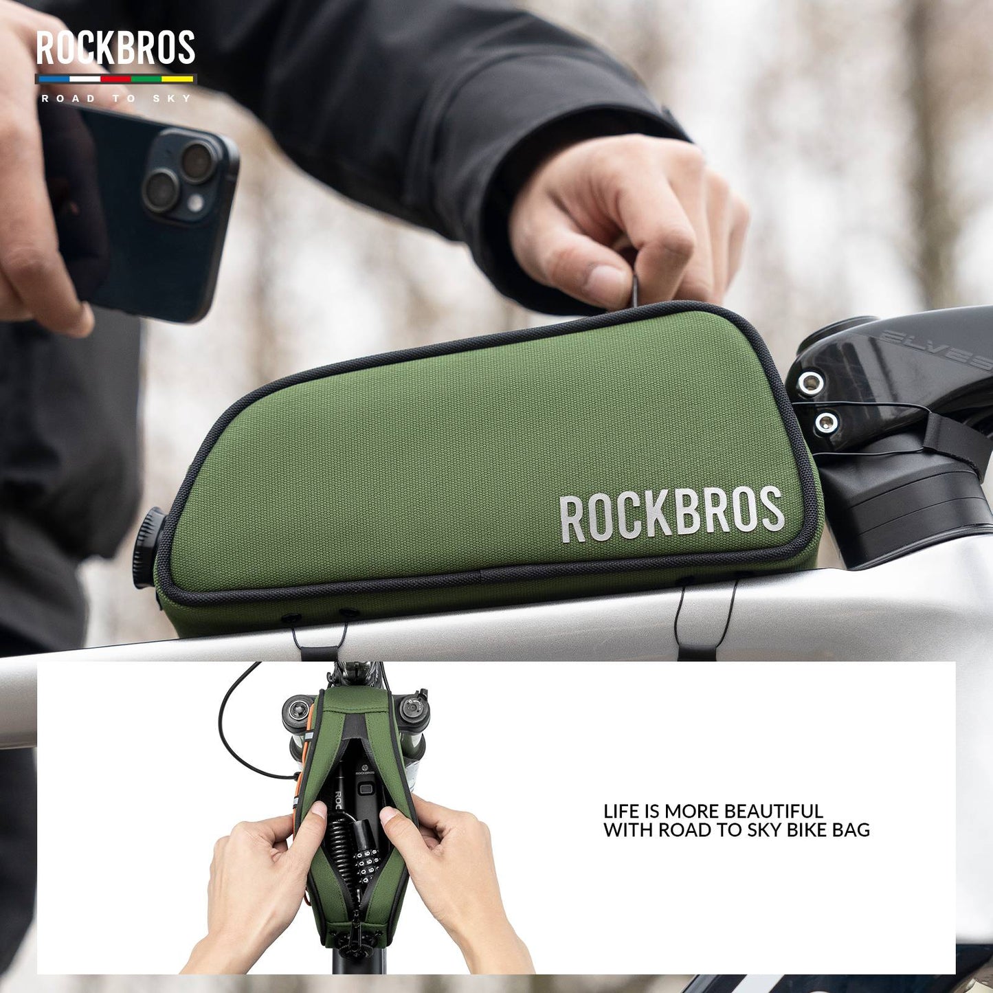 ROCKBROS road-to-sky reflecterende bovenbuistas voor fiets 0,7 l