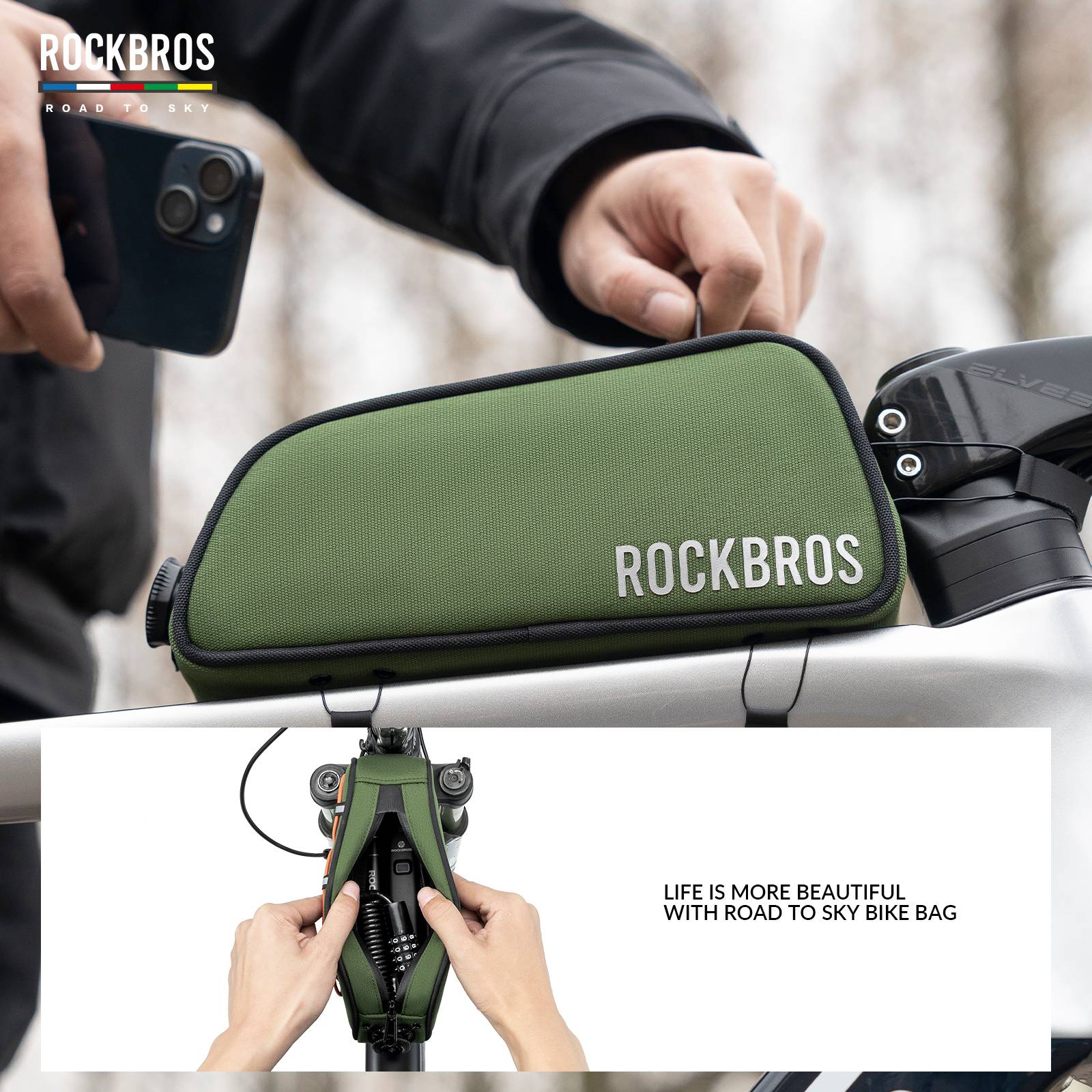 ROCKBROS road-to-sky reflecterende bovenbuistas voor fiets 0,7 l