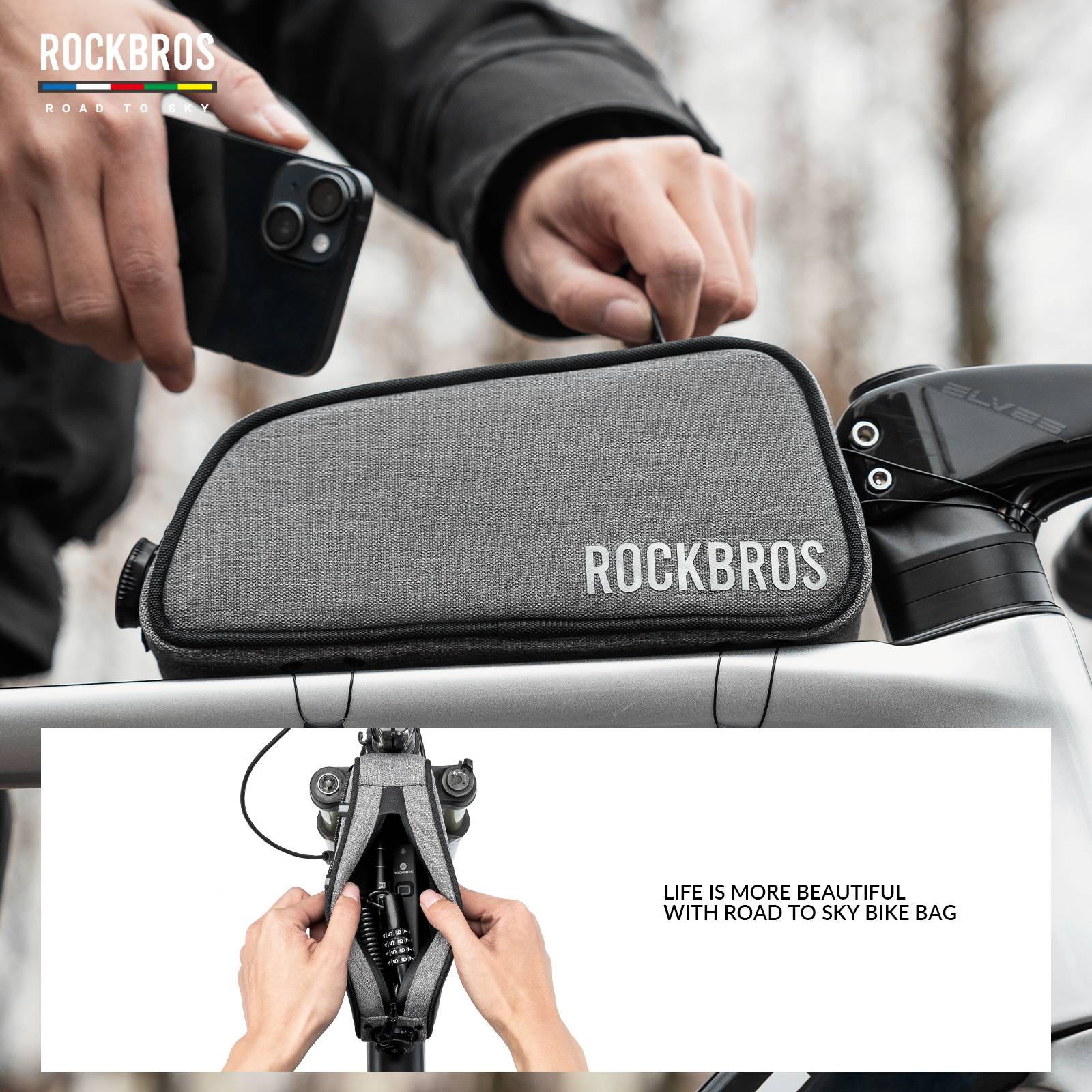 ROCKBROS road-to-sky reflecterende bovenbuistas voor fiets 0,7 l