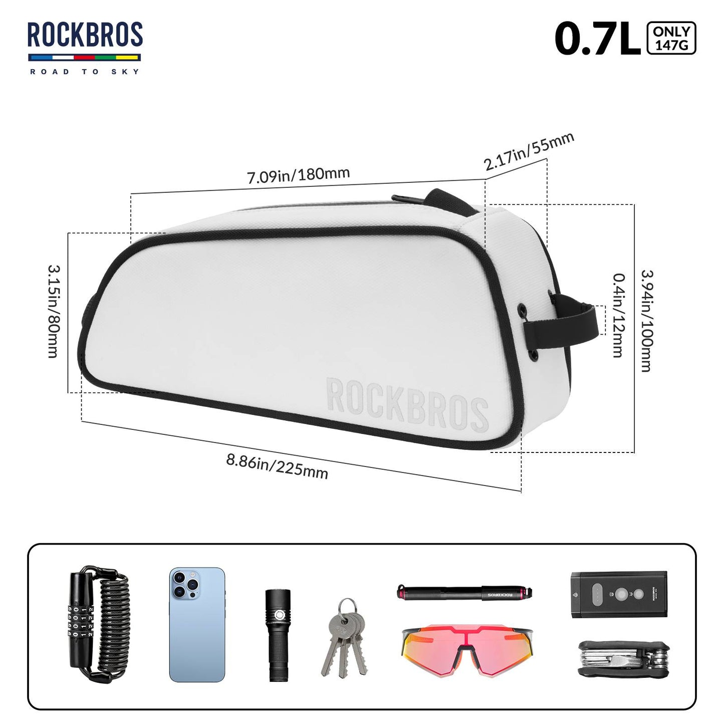 ROCKBROS road-to-sky reflecterende bovenbuistas voor fiets 0,7 l