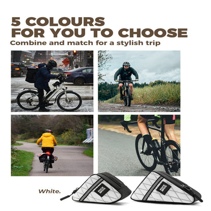 ROCKBROS Triangle Frame Bag – Compact Storage for Folding Bikes! #Color_White