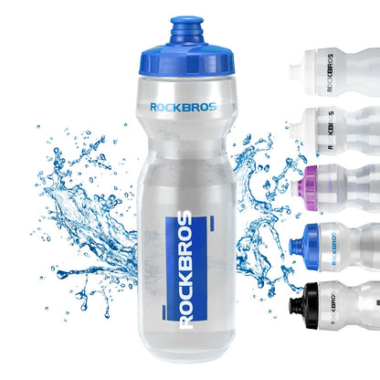 ROCKBROS Bicycle Water Bottle 750 ml Sports Drinks Bottle BPA-Free #Color_Blue + Transparent