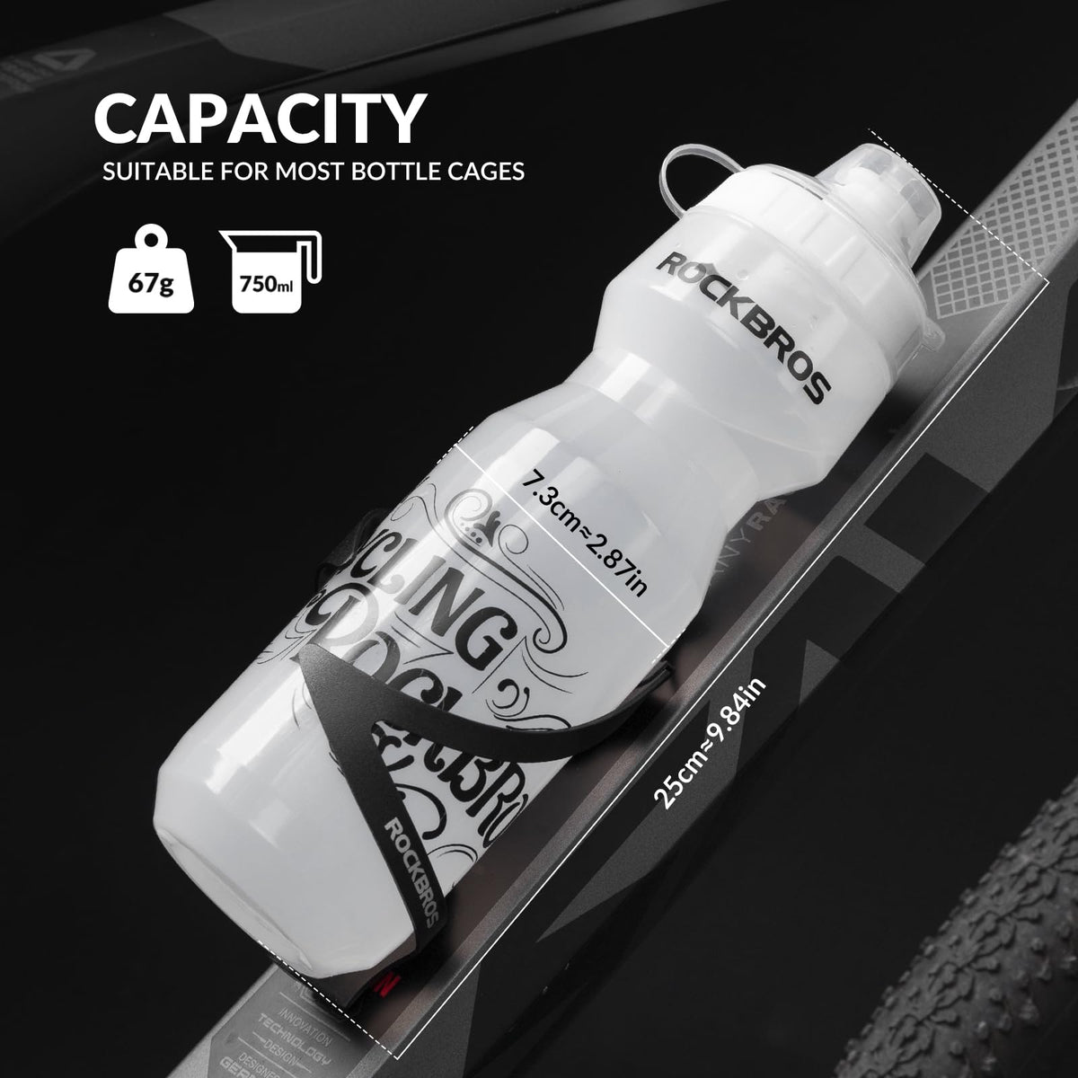 Fiets bidon 750 ml van BPA-vrij PP5