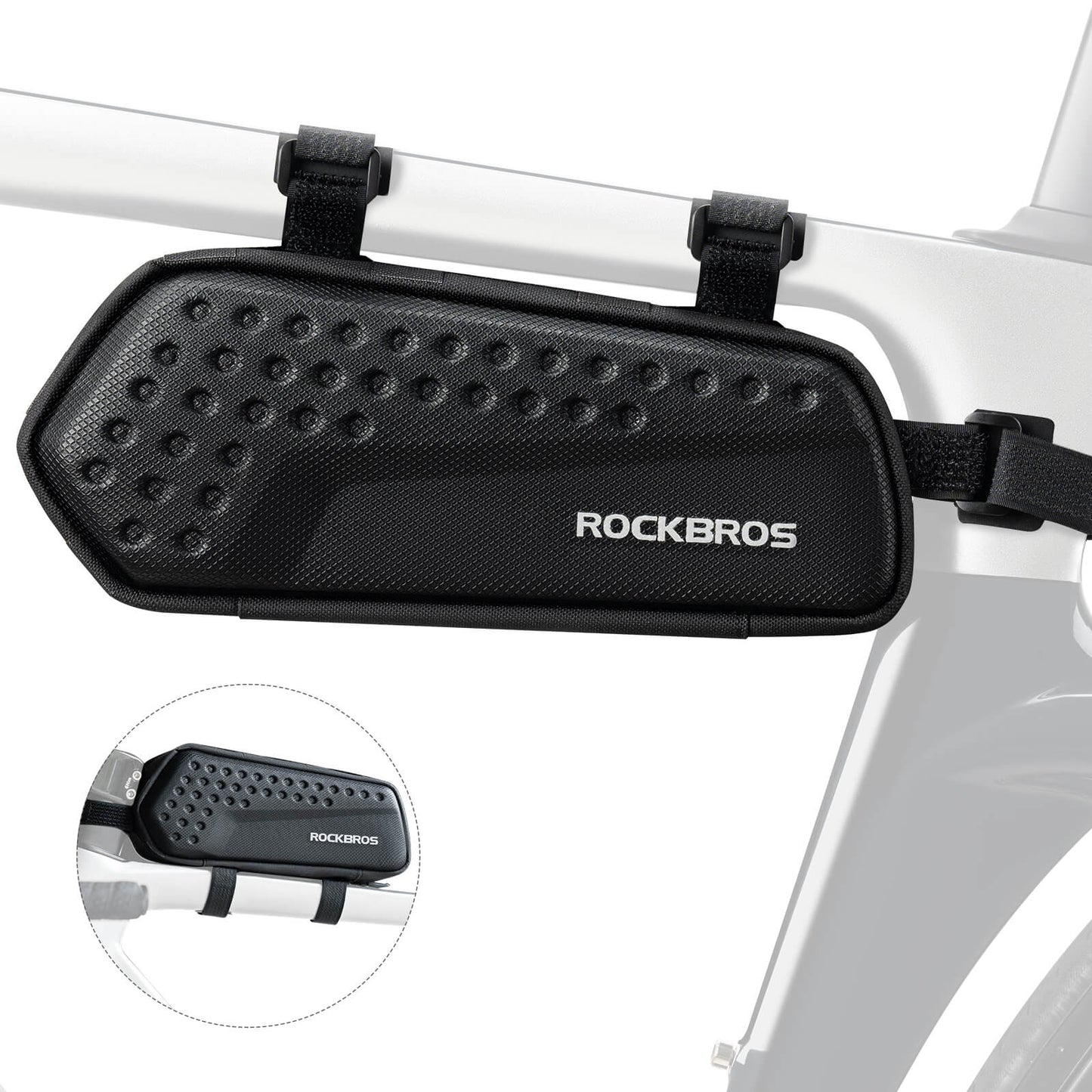 ​ROCKBROS Bike Frame Bag – Compact 1.1L Storage (Black, Water-Resistant)