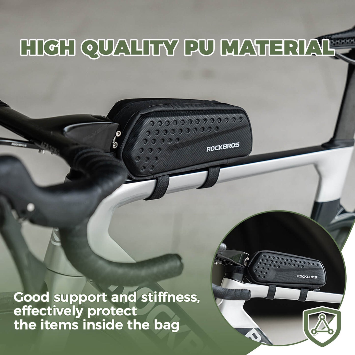 ​ROCKBROS Bike Frame Bag – Compact 1.1L Storage (Black, Water-Resistant)